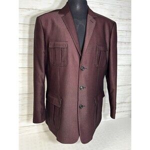 Paisley & Gray Men XL 44 Slim Fit Burgundy Red 3 Button Blazer Sport Coat Jacket
